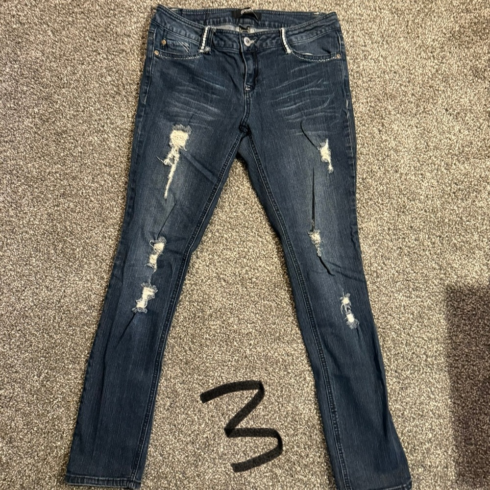 Rewash Dark Blue Distressed Skinny Jeans